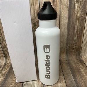Buckle Wide Mouth Double Wall Stainless Steel White Bottle BPA Free